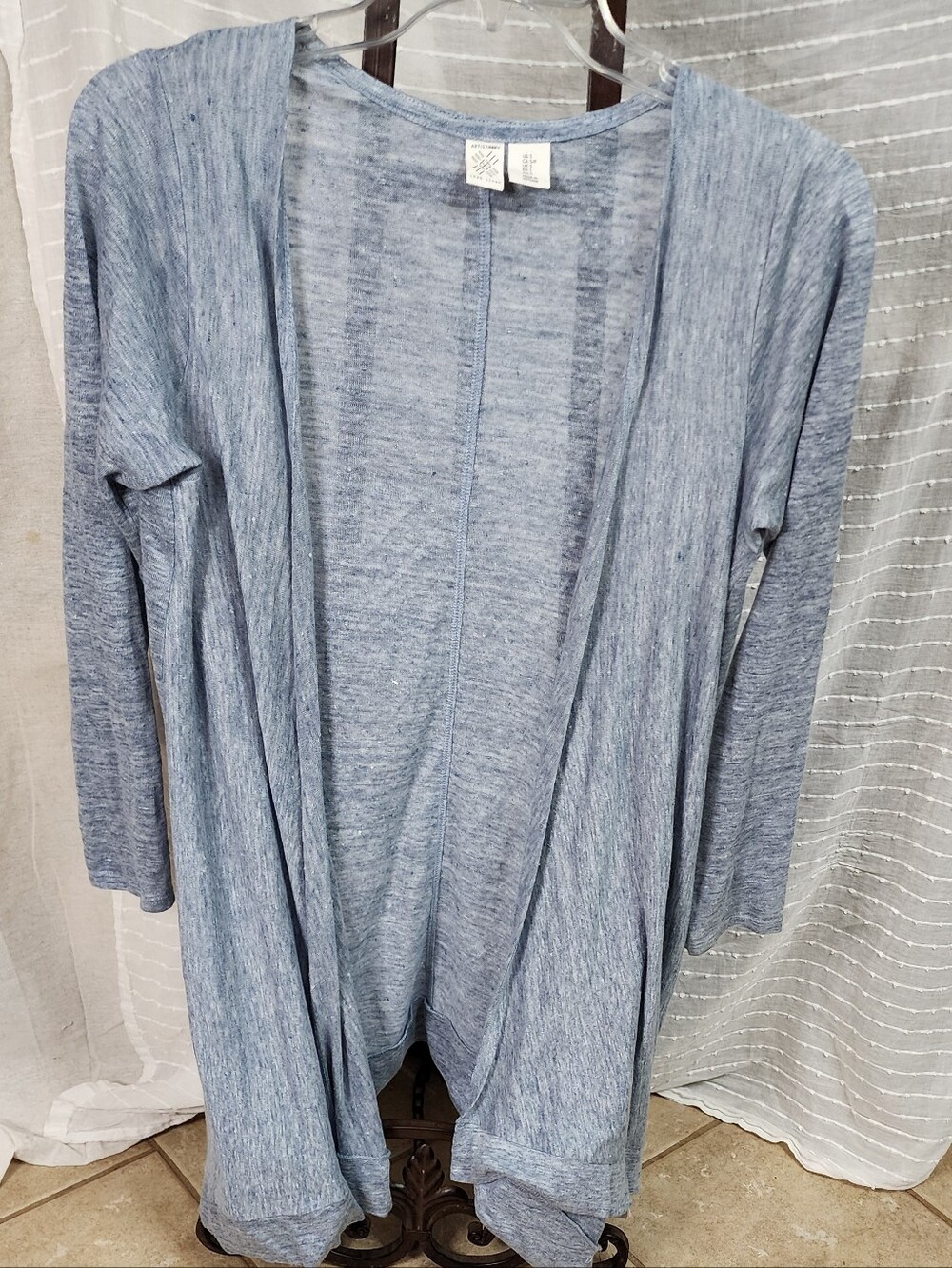 Artisan Ny Light Blue‎ Open-Front Women's Cardigan 100 Linen